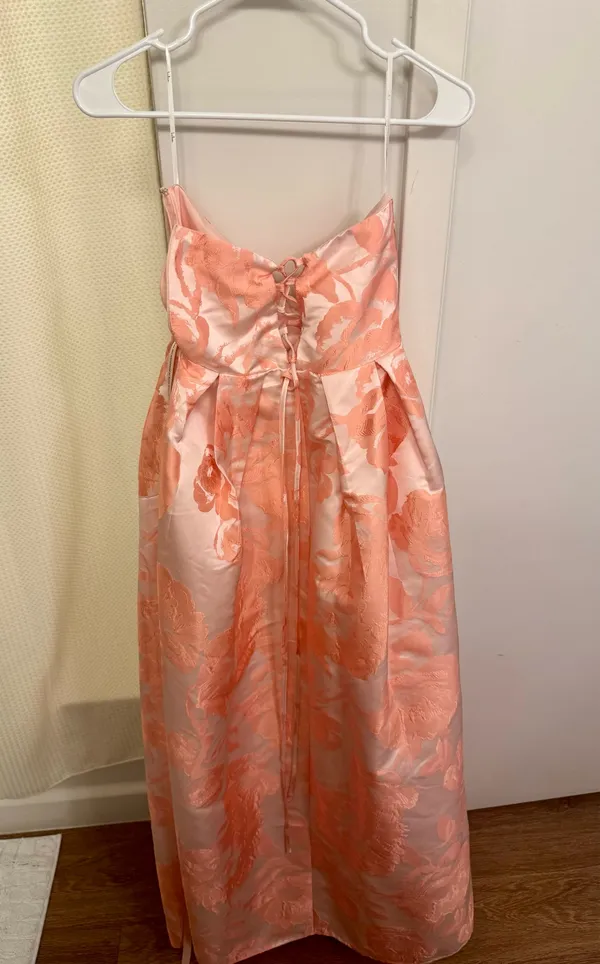 NWT Lulus Laurelin Blush Floral Jacquard Pleated Strapless Maxi Dress | Size S - Image 4