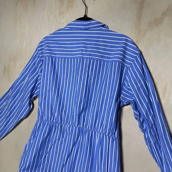 Steve Madden Shirt Dress Womens Medium Blue Stripe Tie Front Button Up NWT $79 - Image 9