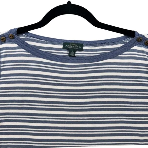Lauren Ralph Lauren Striped Top Blue‎ Large - Image 4