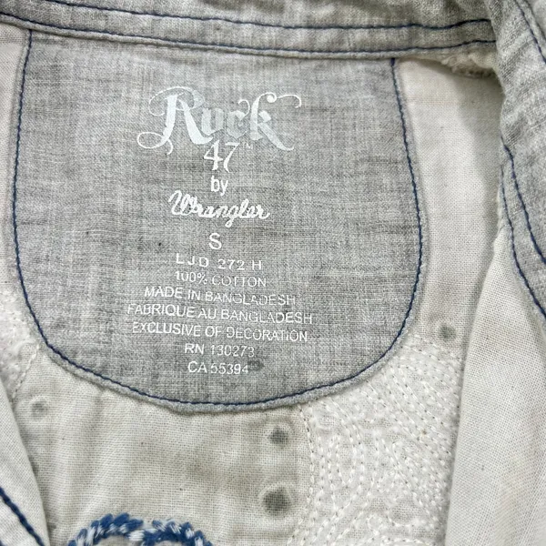 Rock 47 by Wrangler Shirt Dress‎ Western Cross Embroidered Long Sleeve Gray S - Image 3