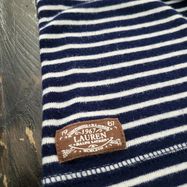Lauren Ralph Lauren Striped Long Sleeve Shirt With Logo Size Medium - Image 2
