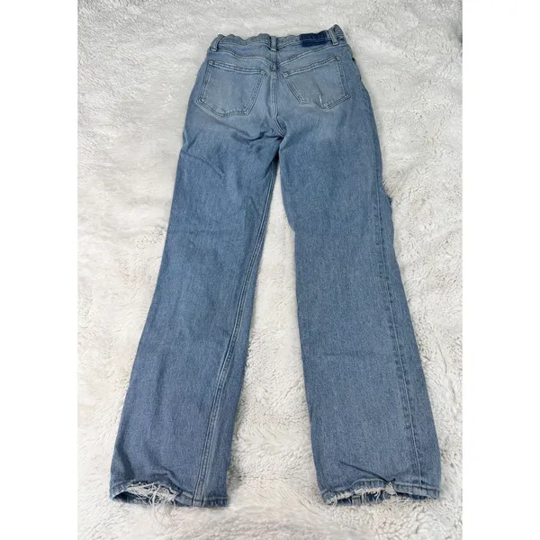 Abercrombie 90s Straight Jeans 28/6L Ultra High Rise Distressed Light Wash Y2K - Image 3