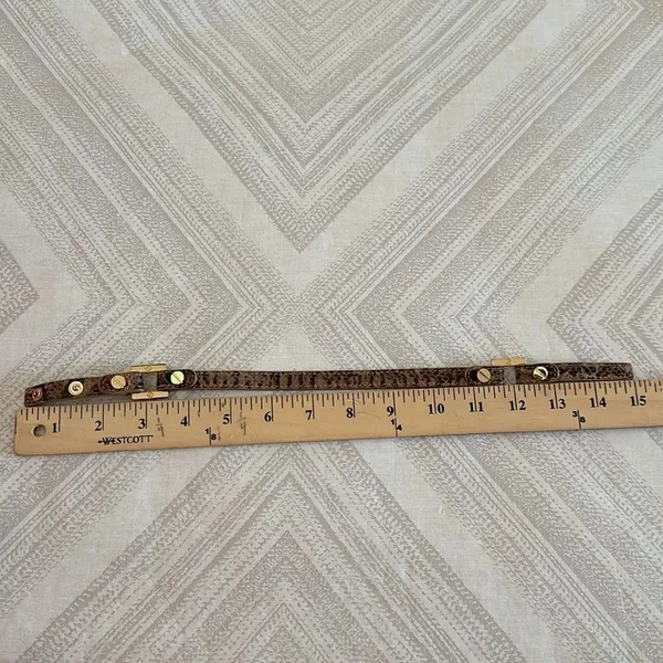 Tory Burch Brown/Tan Animal Print Leather w/ Gold Grommets Double Wrap Bracelet - Image 8