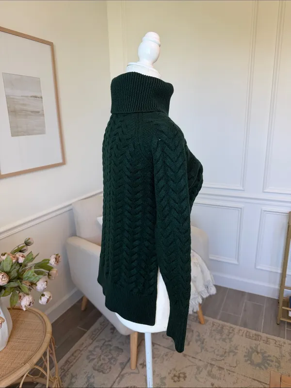 Aritzia Wilfred Free Lin Sweater 100% Wool Roll Neck Green XS - Image 7