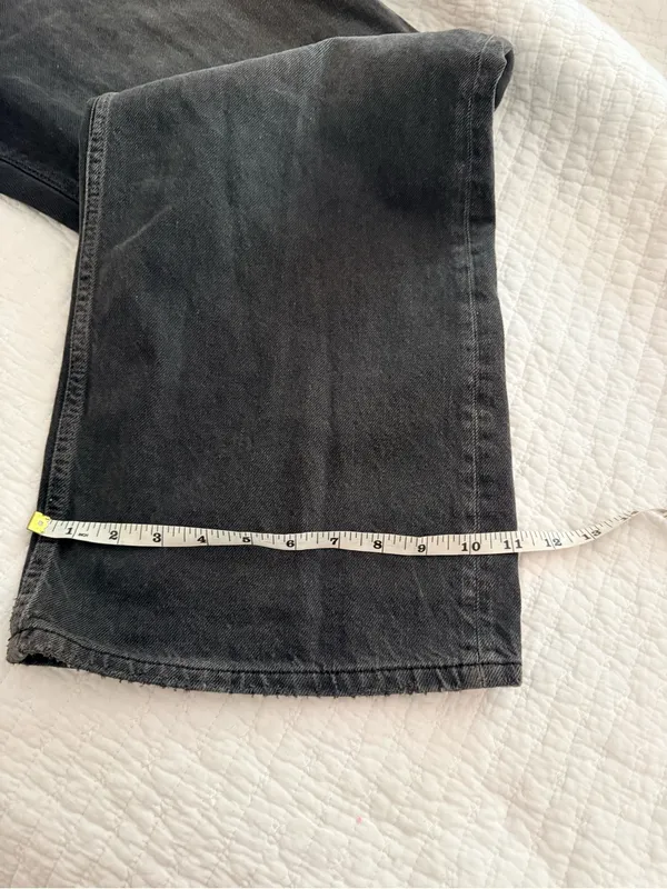 Free People We The Free Tinsley Baggy High Rise Straigjt Leg Jeans Faded Black Slouch Grunge - Image 15
