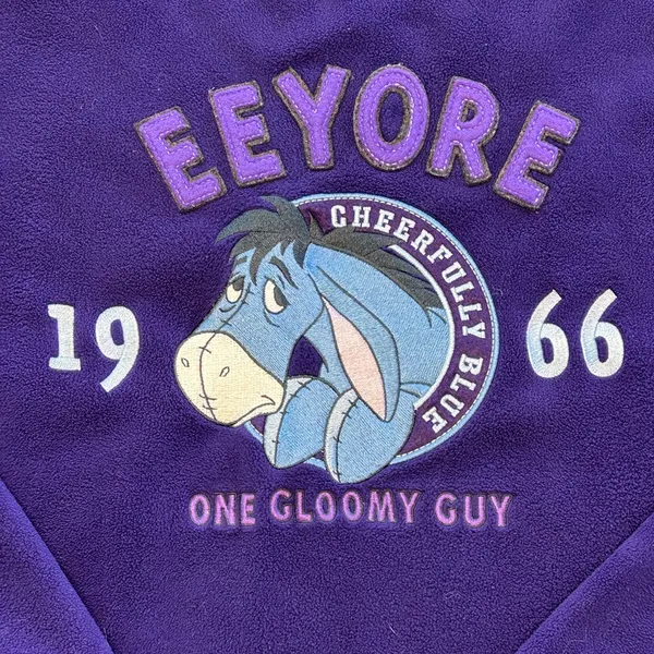 VTG 90s Disney Store Kidcore streetwear emo exclusive Eeyore fleece crewneck LG - Image 2