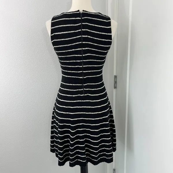 Alice + Olivia Small Black, White Monah Pinstripe Stretch Knit Sleeveless Dress - Image 6