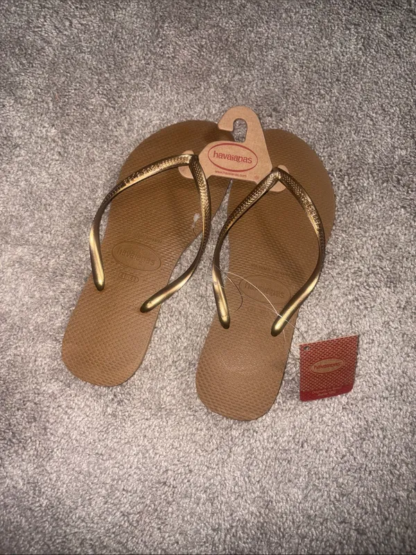 Havaianas Women’s Flip Flops - Brown with Metallic Gold Straps - Image 4
