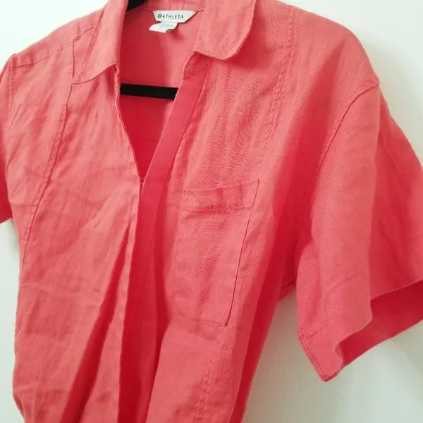 {S} Athleta Playa Linen Tie Top Passionfruit Coral - Image 6