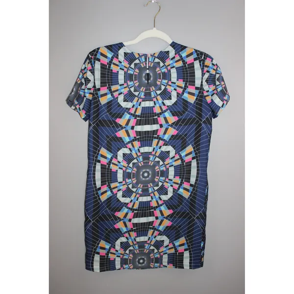 Mara Hoffman Dress Women XS Blue Great Geometric Kaleidoscope Shift Mini Pockets - Image 6