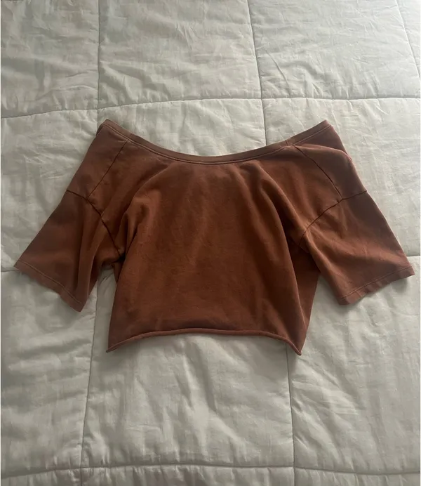 Aerie Cropped Reversible Top Brown - Image 2