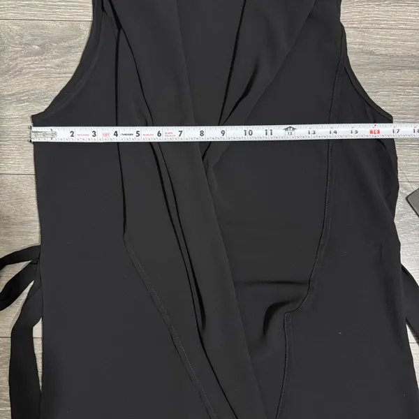 RMD Los Angeles Black Sleeveless Waterfall Duster Vest Belted Open‎ Front Small - Image 13