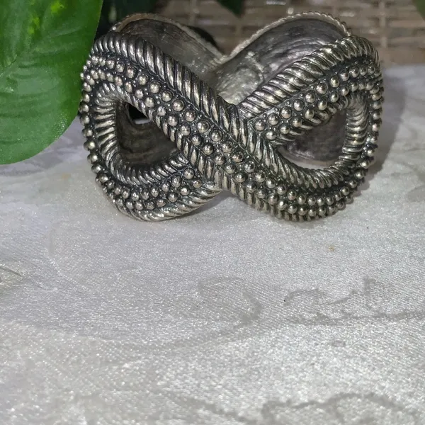 Infinity Heavy Spring Action Stainless Steel & Rhinestones Bracelet - Image 6