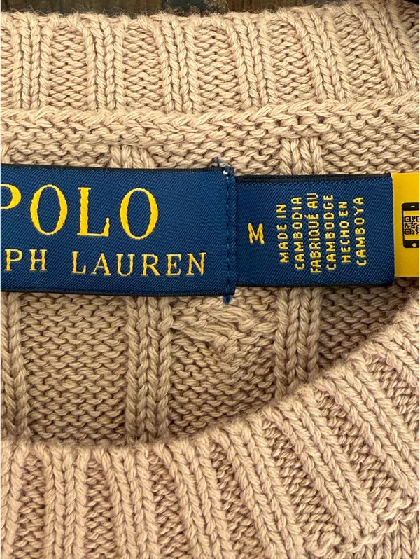 Polo by Ralph Lauren Women’s light brown Cable Knit Crewneck Sweater Size M - Image 3