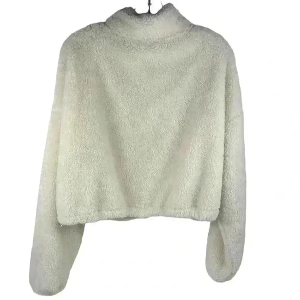 OFFLINE by Aerie Women's Large White Fleece Zip-Up‎ Teddy Jacket Cropped - Image 7