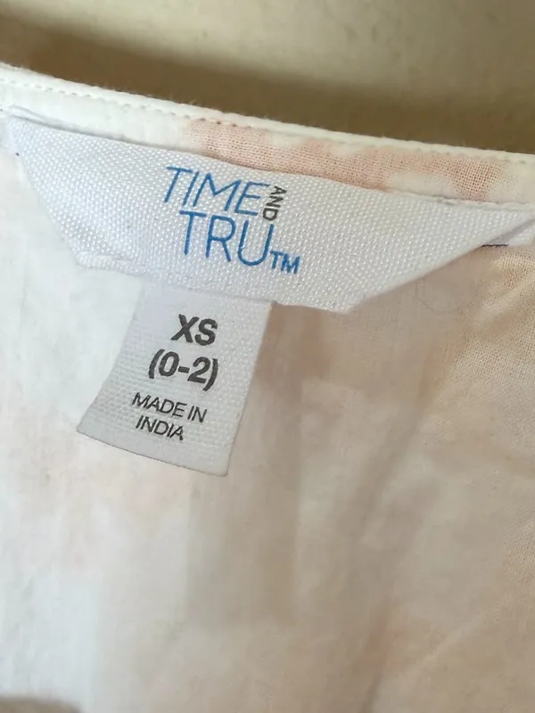 Time and Tru Women's Cotton Tiered Midi Dress in yellow and white Size XS 0-2 - Image 6