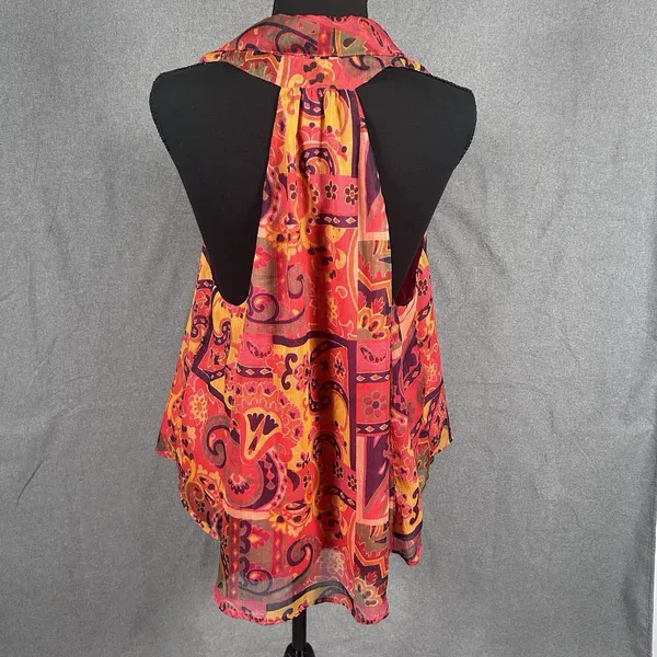 Free People Boho Paisley Halter Tank Top Women's Red‎ Orange Medium - Image 4