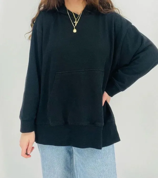 urban outfitters classic black oversized hoodie sweatshirt front pockets size s - Image 8