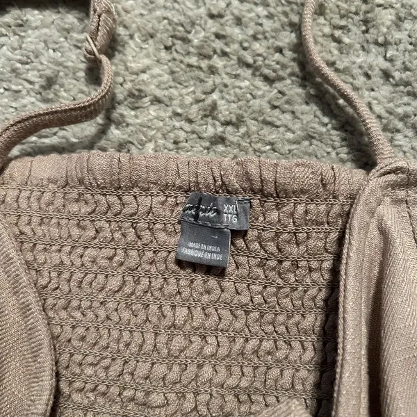 Aerie Smocked Tie Front Crop Cami Top Tan Beige XXL‎ - Image 2