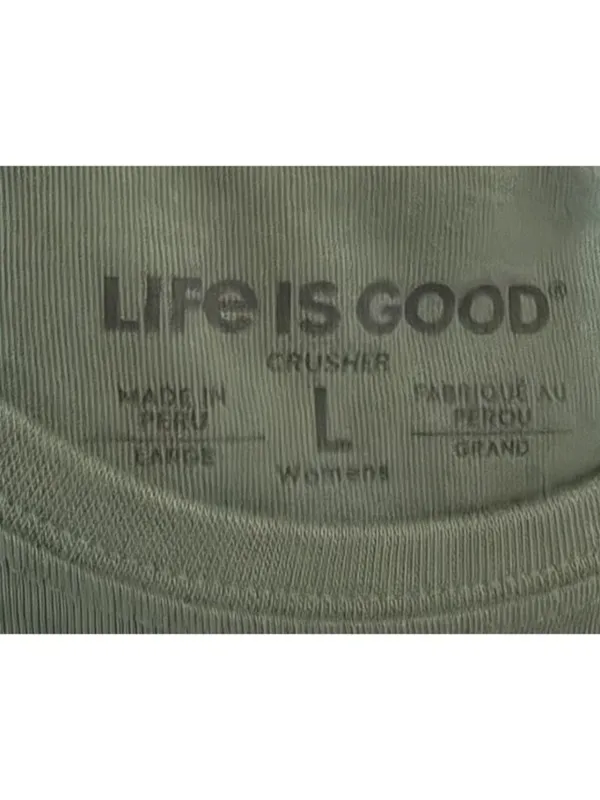 -New Life is Good Crusher Tee Womens L Green Athletic Pickle Baller Short Sleeve - Image 3