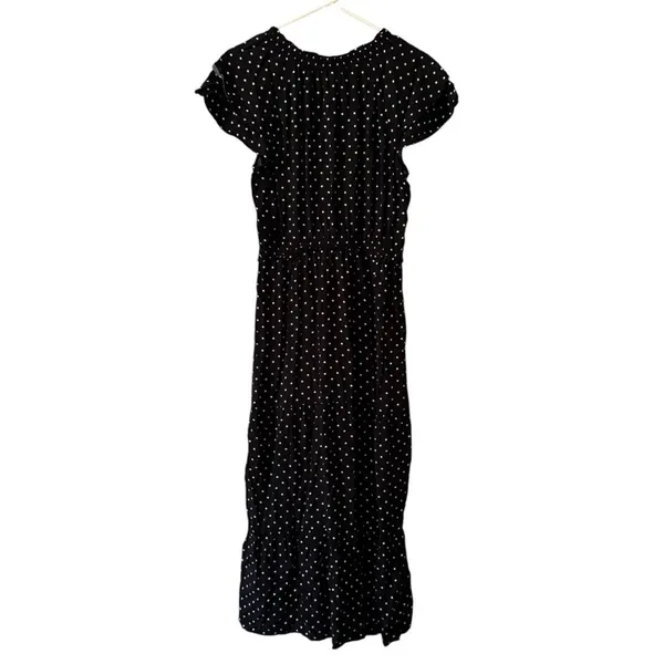 Old Navy Women Size Medium Tiered Ruffle Maxi Dress Polka Dots Rayon Flowing - Image 2