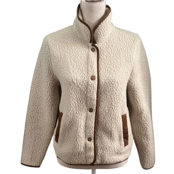 J.Crew Polartec sherpa fleece jacket in cream XS - Image 3