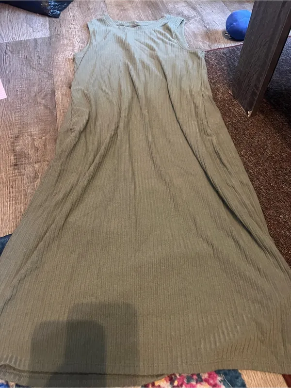 Abercrombie sleeveless Ribbed Tank Dress - Olive Green - Image 6