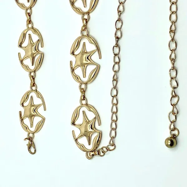 Y2K Celestial Liquid Gold Starburst Chain Belt, Fits 23.5–42.5 Inches, X7GA1218 - Image 7