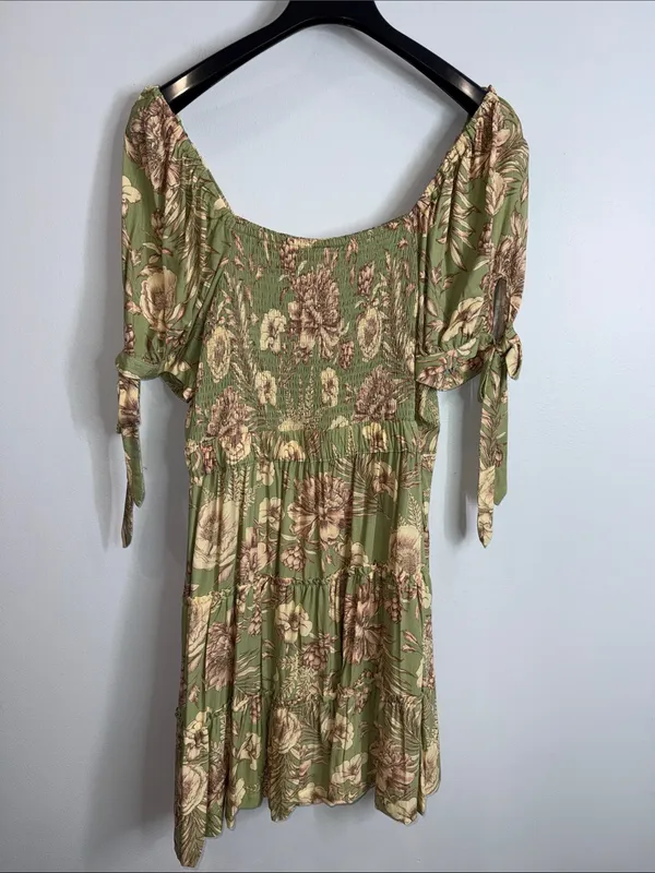 Aqua Bendita x Target floral puff sleeve smocked mini dress size large NWT - Image 8