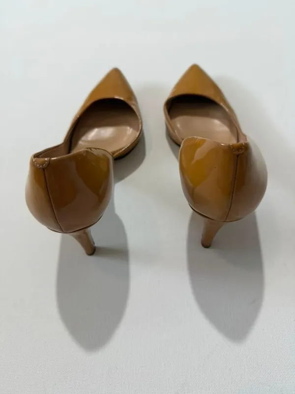 J.Crew Women's Patent Leather Pointed Toe D'Orsay Pumps, 3” Heels Tan - Image 7