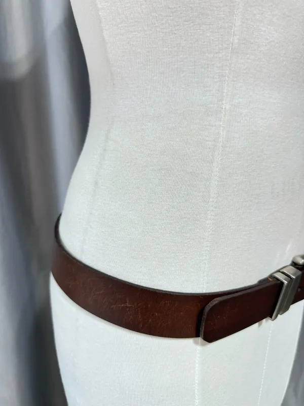 Levi's Rugged Dark Brown Leather Belt Sz 40 Brushed Nickel Western - Image 5