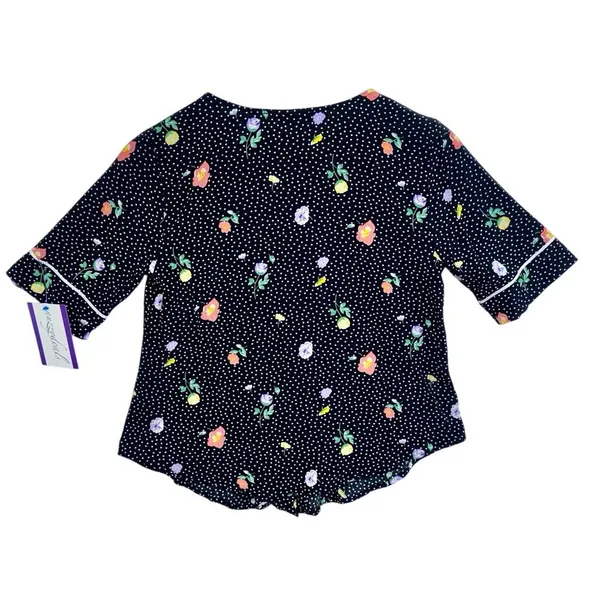Abercrombie & Fitch Black Polka Dot Floral Button Front Blouse Top Women Size XS - Image 3