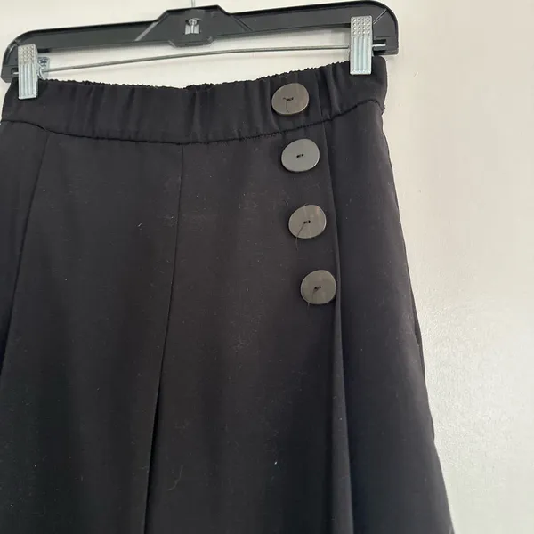 Zara Sz: M Black Wide Leg Cropped Pull On Sailor Pant Large Button Accent - Image 8