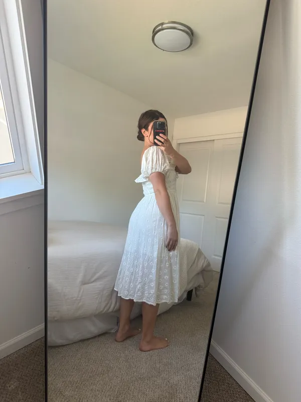 Boutique Womens Summer Floral Print Puff Sleeves Vintage Ruffles Midi Dress, Lightyellow, Small - Image 11