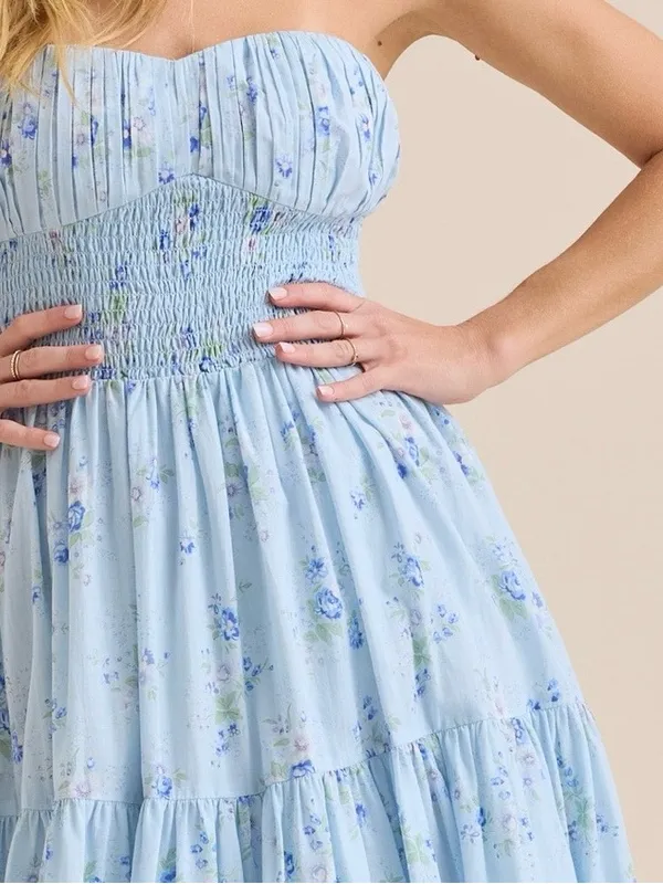 NEW Altar’d State Blue Floral Strapless Maxi Dress Size XL NWT - Image 2