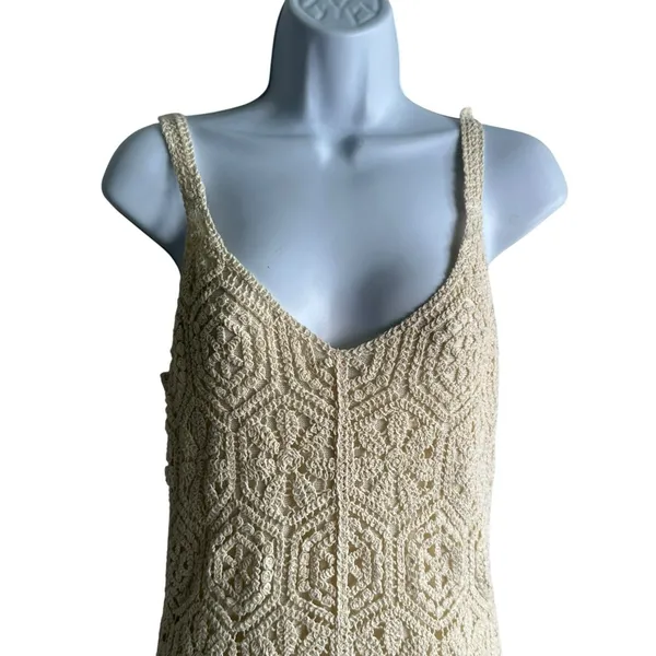 NWT Z Supply Allure Dress Sz M Natural Crochet Knit Sleeveless Boho Sleeveless - Image 6