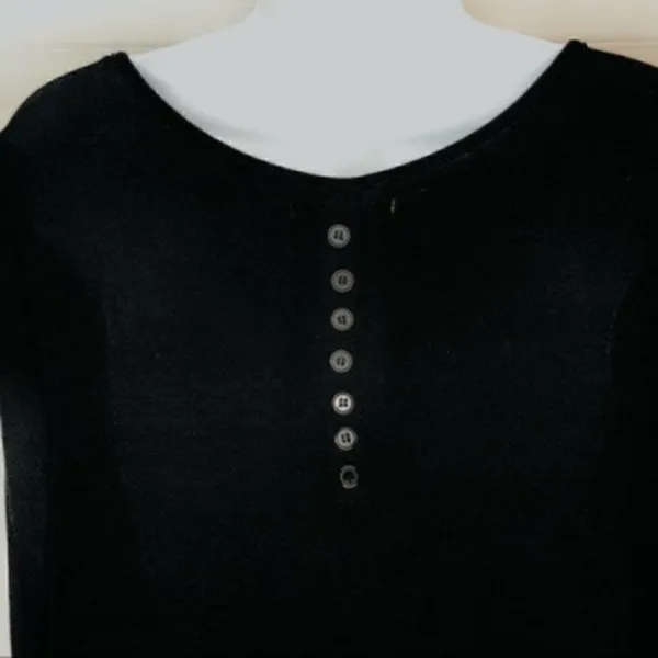Ya Los Angeles Sweater Swing Button Dress Black M - Image 6