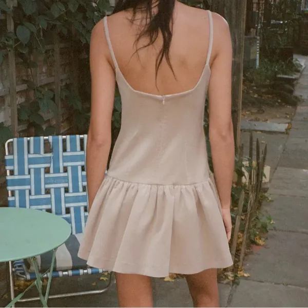 Zara NWT velvet spaghetti strap voluminous ruffle hem light pale pink mini dress - Image 10