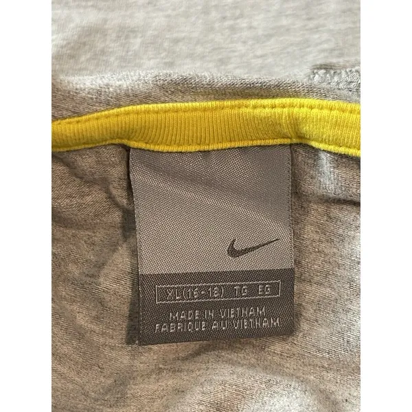Nike 90s Y2K Light Gray Hooded Pullover Kangaroo Pocket Long Sleeve Top XL - Image 8