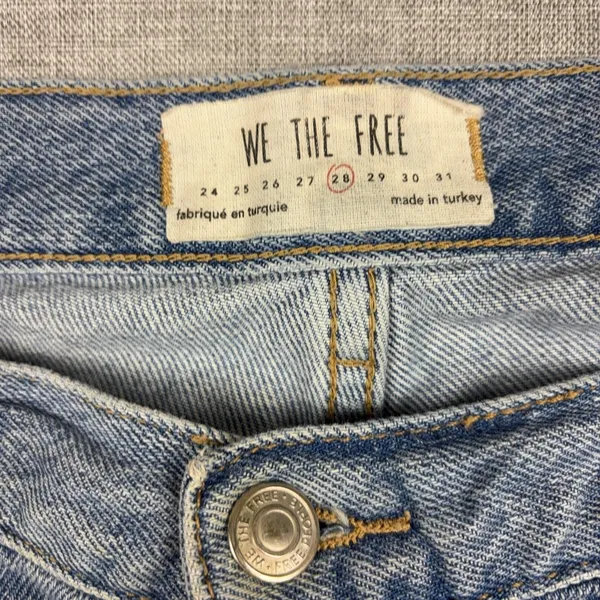We The Free Jeans Womens 28 Blue Light Wash High Rise Straight Distressed Hem - Image 3