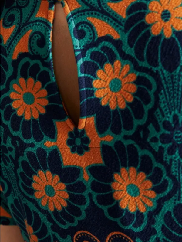 Maeve Teal & Orange Floral Maxi Dress - Image 5