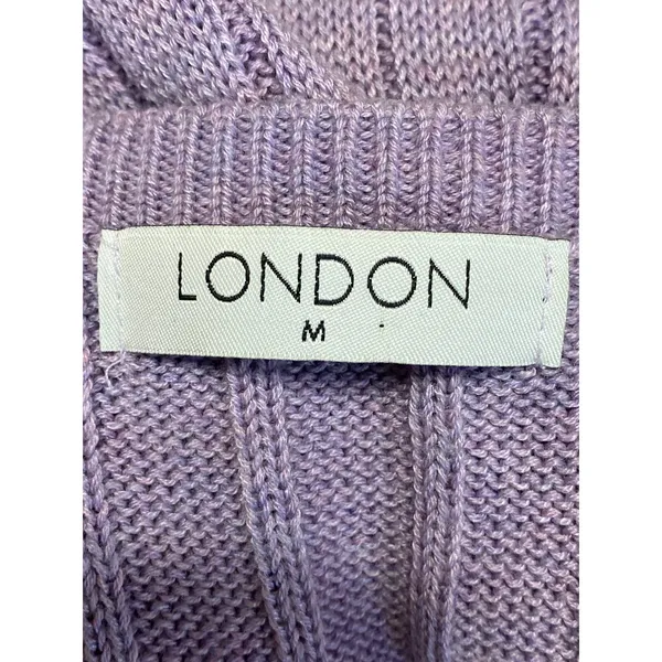 London Purple Wool Ribbed Sleeveless Side Slit Midi Tank Bodycon Sweater Dress M - Image 5