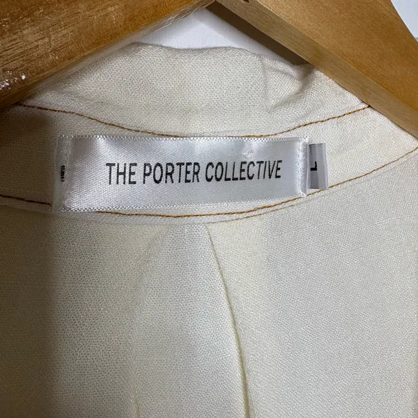 The Porter Collective Off White Cowgirl Frayed Hem Button Up Tunic Shirt 350 - Image 7