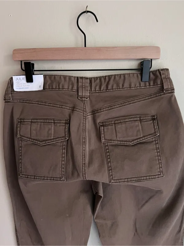 LOFT Julie Curvy Brown Stretch Cargo‎ Utility Pants Slim Leg Size 8 NWT - Image 7