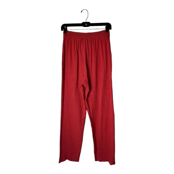 LPA Pants Women Medium Red Gauzy Cotton Elastic Tie Waist High Rise‎ Tapered - Image 2