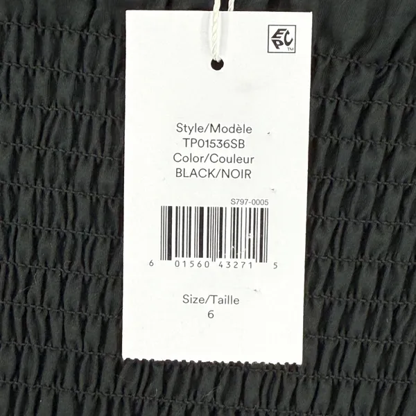 Derek Lam 10 Crosby Mini Dress Size 6‎ Black Long Sleeve Smocked Ruffle Cotton - Image 6