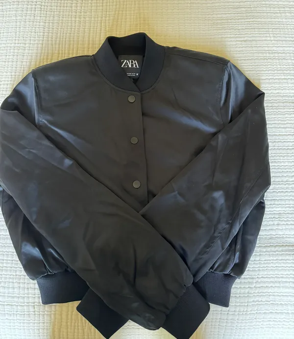 ZARA Satin Cropped Bomber Jacket - Image 2
