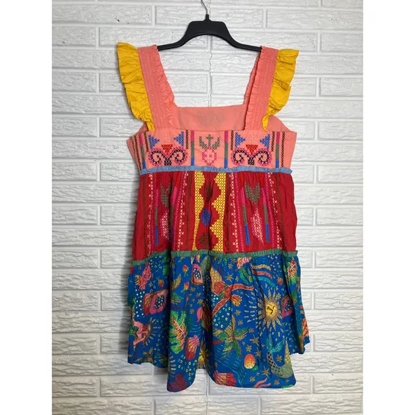 Farm Rio colorblocked mini‎ dress embroidery embellishment women's size large - Image 9