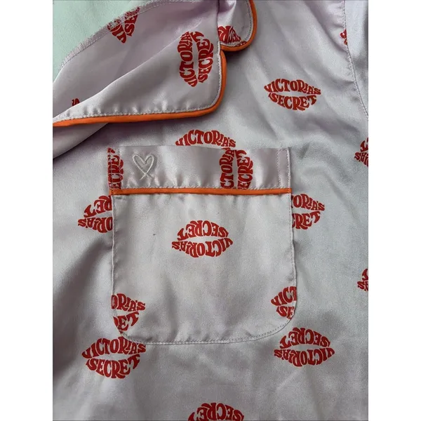 Victorias Secret AFTERHOURS LIPS Silky SATIN Pajama Set Size XL Pink - Image 3