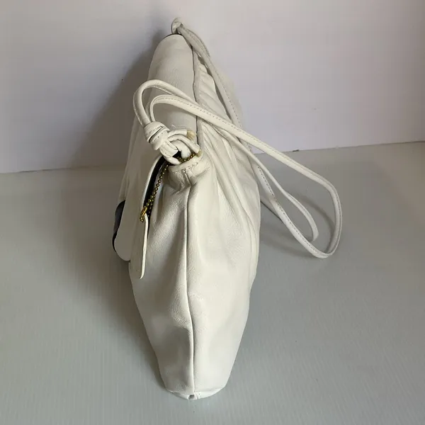 Vintage Aspects White Faux Leather Shoulder Bag Ruched Flap Y2K 90s Style - Image 6